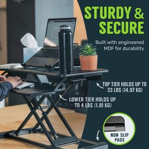 Estación de Trabajo para Laptop con Monitor Dual de 32 Pulgadas, Soporte Elevador Ajustable en Altura para Trabajar de Pie o Sentado, con Bandeja Ancha para Teclado, Convertidor de Escritorio para Computadora - Product Image 3