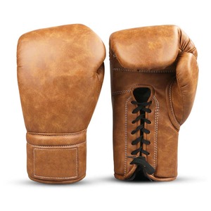Factory Wholesale Customized Calfskin Top Layer Lacing up Design Cowhide Leather Boxing Gloves Spartacus Boxing Gloves - Product Image 4