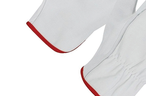 Durable Leather Safety Gloves Full Smooth Texture Anti-Slip Elastic Wristlet Waterproof Impact Resistant General Purpose White - Product Image 5
