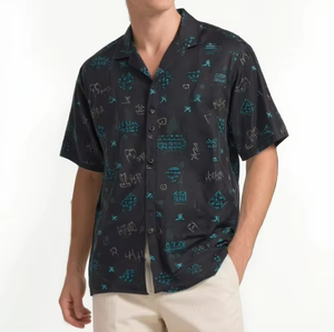 เสื้อเชิ้ตฮาวายลายพิมพ์สำหรับผู้ชาย สไตล์ลำลอง ใส่สบาย ทรงหลวม ติดกระดุม ป้องกันรอยยับ ระบายอากาศได้ดี เหมาะสำหรับใส่ไปชายหาด - Product Image 3