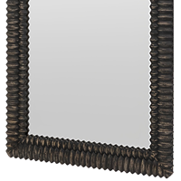 Miroir mural sur pied en bois sculpté artisanal noir personnalisé, design texturé élégant en MDF, pour la maison moderne
