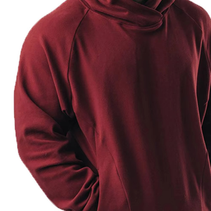เสื้อสเวตเชิ้ตมีฮู้ดสีเบอร์กันดีสำหรับผู้ชาย ทรงปกติ สีพื้น ผ้าฟลีซ ลำลอง สำหรับฤดูใบไม้ร่วง แขนยาว ไม่บุซับใน - Product Image 4