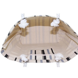 Sac de plage en toile naturelle 12 oz, très populaire, avec poignée en corde torsadée, imprimé à rayures multicolores et poche intérieure zippée suspendue - Product Image 6