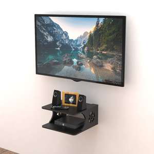 Estante de pared de diseño exclusivo para decodificador/router Wi-Fi/unidad de entretenimiento para TV, madera de ingeniería, negro - Product Image 3