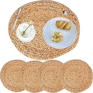 Tapis artisanal haut de gamme en jacinthe d'eau tressée du Vietnam, motif abstrait moderne, avec envers en latex, écologique, imperméable et lavable, pour la maison et la voiture - Product Image 2