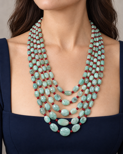 Collar de Piedras Preciosas de Esmeralda Natural y Jade Rojo - Product Image 2