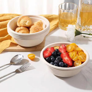 Modern <b>Party</b> Compostable Disposable <b>Plastic</b> <b>Bowls</b> Biodegradable Eco-Friendly Sugarcane Soup Salad Wheat Flakes Nature BPA FREE - Product Image 3