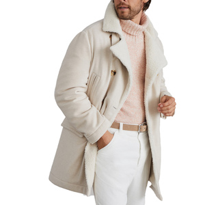 Manteau long en laine pour homme de haute qualité, manteau d'hiver chaud doublé de fourrure, veste de couleur unie tendance, manteau à double boutonnage - Product Image 4