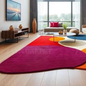 Alfombra Decorativa de Lujo, Hecha a Mano, de Lana, Multicolor, Abstracta, para Interiores y Exteriores, Decoración del Hogar, Alfombra Moderna con Patrón Abstracto - Product Image 3