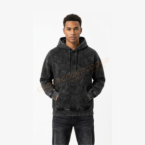 Sudadera con Capucha de Otoño de Alta Calidad, Lavada al Ácido y con Efecto Desgastado, Forrada, con Logotipo Personalizado, 100% Algodón, Tejido de Felpa, Marca CODER SPORTS - Product Image 5