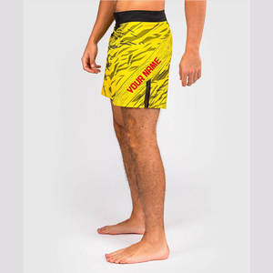 Men's Yellow Printed MMA Shorts Quick Dry Regular Fit Adult Size Mixed Martial Arts Wear - Product Image 4