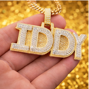 จี้เพชรโมอิสซาไนต์ชุบทองคำขาว 925 หรูหรา สั่งทำได้ตามต้องการ พร้อมจี้ตัวอักษรชื่อแบบกำหนดเอง สไตล์ฮิปฮอปขนาดใหญ่ - Product Image 3
