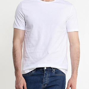 T-shirt pour homme en coton blanc, coupe classique, col rond, manches courtes, couleur unie, style jersey décontracté - Product Image 4