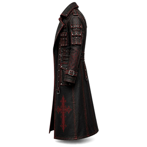Gabardina de Cuero Victoriana Gótica para Hombre, Diseño Personalizado, con Bordado de Cruz, para Disfraces de Halloween y Fiestas - Product Image 3