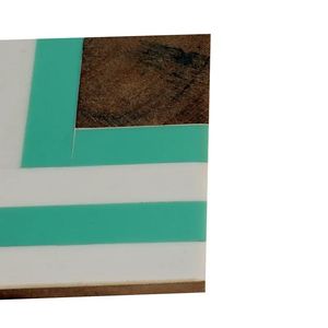 Resin <b>Square</b> Coasters <b>Set</b> with Mint Green Chevron Design Modern Non Slip Mats for Table Decoration - Product Image 5