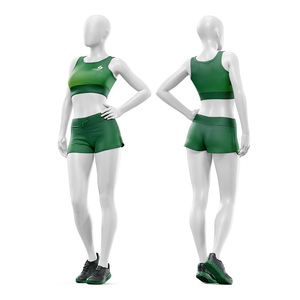 Adjustable Strap Scoop Neck <b>Crop</b> <b>Top</b> Shorts Yoga Set Four Way Stretch Breathable Eco Friendly Quick Dry Anti Bacterial Set - Product Image 3