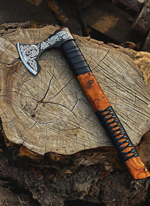 Custom Handmade Engraved Viking Bearded Tomahawk | Hand Forged High Carbon Steel <b>Axe</b> Rose Wood <b>Handle</b> | Industrial OEM ODM - Product Image 5