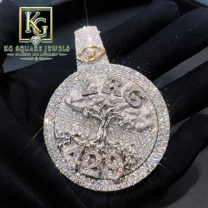 Collar con Colgante de Plata de Ley Bañada en Rodio con Moissanita Estilo Moneda Hip Hop para Hombre, Regalo para Fiestas - Product Image 1