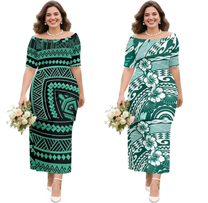 Ropa Isleña, Prendas del Pacífico, Puletasi Samoano, Conjunto de Vestido Polinesio Casual y Elegante - Product Image 3