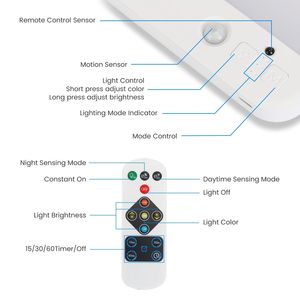 Plafoniera Wireless Ricaricabile 1Pz/2Pz con Sensore di Movimento 3000K 4500K 6000K 3 Timer 10 Livelli di Luminosità Telecomando - Product Image 6