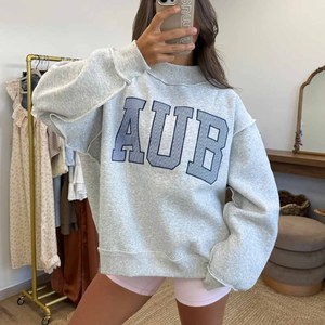 Sudadera de Invierno Unisex Personalizada AUB con Cuello Alto, 100% Algodón, Felpa, Bordado a Cuadros, Letras, Corte Regular, Estilo Moderno - Product Image 2