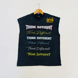 Camiseta de Manga Corta para Hombre ZEYN INDUSTRY, Estampado Think Different, Cuello Redondo Informal, Tejido de Poliéster/Algodón, Estilo Urbano, Color Sólido - Product Image 2