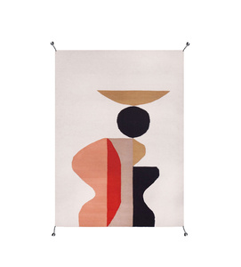 Tapis Kilim Dhurrie géométriques scandinaves tissés à la main en laine |   Tapis réversible fait main à poils ras, écologique et lavable - Product Image 2