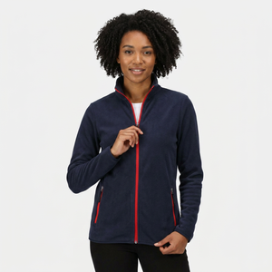 Men's Navy Fleece <b>Jacket</b> With <b>Red</b> Zipper Stand Collar Casual Breathable Knitted Polyester Autumn Wear - Product Image 6