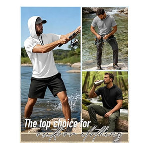 Sudaderas con Capucha de Manga Corta para Hombre, Camisetas Deportivas Ligeras, Informales, Atléticas, para Correr, Transpirables, para Gimnasio - Product Image 2