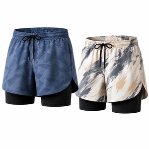 Shorts de course 2 en 1 pour homme, camouflage sublimé, séchage rapide, respirant, nylon et élasthanne, avec doublure de compression pour la gym et l'entraînement - Product Image 2