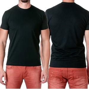 เสื้อยืดคอกลมแขนสั้นสีดำล้วนทรงเข้ารูปผ้าคอตตอนเจอร์ซีย์สำหรับผู้ชาย สวมใส่สบายๆ แบบเรียบง่าย - Product Image 3