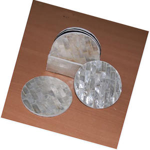 Vajilla de cristal con diseño de concha de capis, mosaico decorativo, tamaño 10 cm, juego de 6 piezas con caja. - Product Image 1