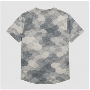 เสื้อยืดคอกลมแขนสั้นลายพรางสีเทาหมอกแบบกำหนดเองสำหรับผู้ชาย รุ่น MTS-CAMO-0027 - Product Image 2