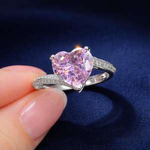 Anillo de compromiso de lujo con diamantes para mujer, plata 925, solitario, para boda, cóctel, regalo de San Valentín para ella - Product Image 2