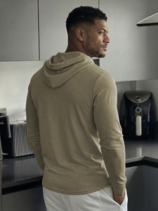 Men's Vintage Style Casual Plus Size Comfortable Skin-Friendly Trendy Home Wear Button-<b>Up</b> Hooded Long Sleeve Henley Sweatshirt - Product Image 2