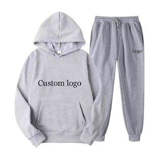 Precio al por mayor: Conjunto de chándal de invierno estilo urbano con chaqueta con capucha y cordón, y pantalón jogger, ropa deportiva atlética para entrenamiento, running y gimnasio, color liso. - Product Image 6