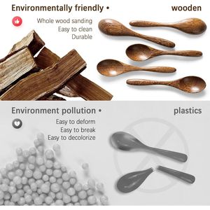 7 cucharas de madera de Padauk de 5.8 pulgadas, pequeñas cucharas para té y café, cucharitas de miel, cucharas diminutas de madera de Bambú - Product Image 3