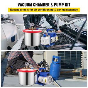 Kit Camera di Degassaggio Sottovuoto in Acciaio Inossidabile da 1,5 Galloni (5,7L) con Pompa per Vuoto da 2,5 CFM e Recipienti a Pressione - Product Image 2