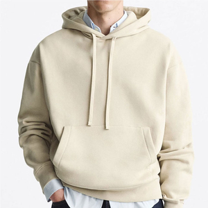 Sweat à capuche décontracté pour homme, coupe épaules tombantes, style unique, teint uni, polyester/coton, prix de gros abordable pour l'hiver - Product Image 4