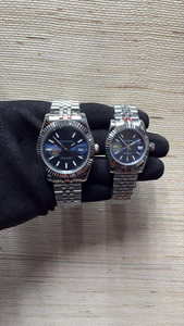 Montre mécanique de luxe bicolore, cadran soleil doré de haute qualité, index des heures en diamant, acier inoxydable, édition limitée antique - Product Image 2