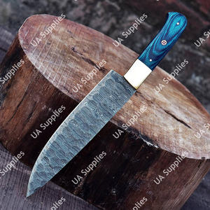 Couteau de Chef Professionnel de Qualité Industrielle en Acier Damas Tranchant comme un Rasoir, Manche en Bois Pakka et Laiton, OEM - Product Image 6