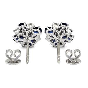 Proveedor de Hong Kong, Diseño Fabuloso, Mejor Calidad, Pendientes de Oro Blanco Sólido de 18k con Zafiro en Forma de Flor, Lujosos, para Boda o Aniversario - Product Image 3