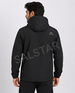 Veste Softshell noire imperméable pour homme avec capuche, logo personnalisé, coupe-vent, vêtements de travail d'extérieur, veste d'hiver - Product Image 2