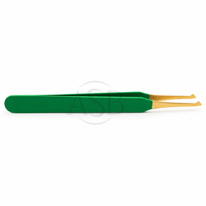 Pince à cils professionnelle en acier inoxydable à double teinte dorée, pointe type ciseau, résistante à la transpiration - Product Image 5