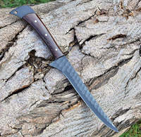 Couteau à fileter artisanal en acier carbone, manche pleine longueur, fourreau en résine et cuir, moderne, ambidextre, pour survie en extérieur, écologique