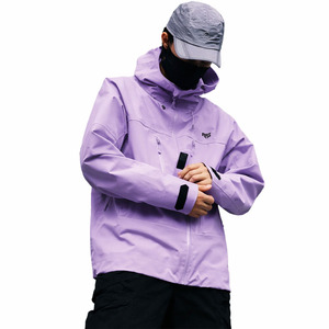 Custom OEM <b>Men</b>’s Lavender Hooded Windbreaker <b>Men's</b> <b>Jacket</b> <b>Lightweight</b> Water Resistant Outdoor Shell with Multi Zipper Pockets - Product Image 2