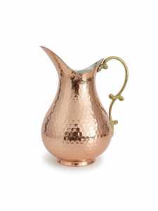 Pichet en cuivre martelé vintage avec poignée en laiton, capacité 1,7 L, écologique, durable, fait main, logo personnalisé, carafe à boisson pour mariage - Product Image 2