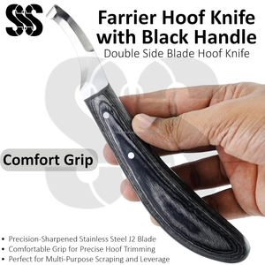 2026 Fournisseur de qualité supérieure, couteau à lame incurvée à manche noir, en acier inoxydable, résistant à la rouille, couleurs personnalisables, réutilisable, qualité supérieure, pour cheval - Product Image 2