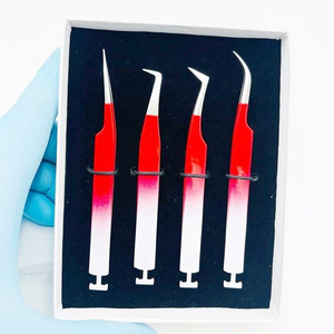 Pince à cils bicolore avec poignée diamantée, en acier inoxydable, professionnelle, à pointe en fibre pour extensions de cils - Product Image 6