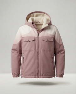 Women Winter <b>Sherpa</b> <b>Lined</b> Cotton <b>Jacket</b> Hooded Windproof Stand Collar Warm Casual Outdoor - Product Image 1